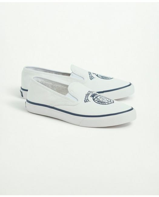 Brooks Brothers Men's Sperry x "Crest" Slip On Shoes White