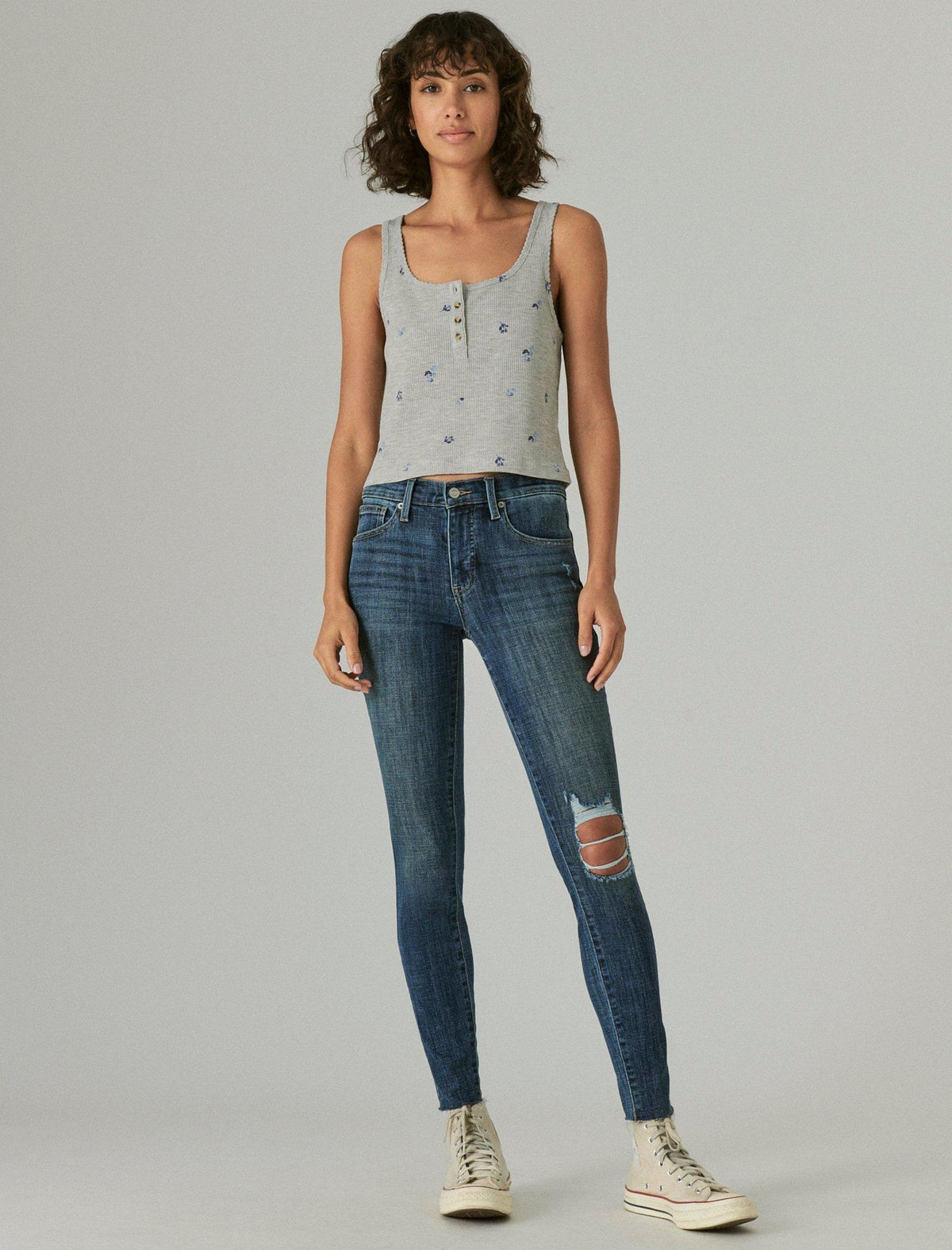 Lucky Brand Mid Rise Ava Skinny Destruct Hatton Cross Ct