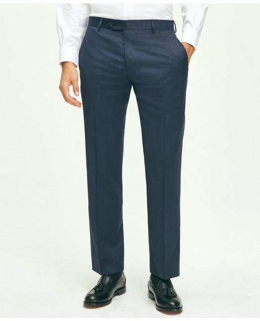 Brooks Brothers Men's Traditional Fit Wool 1818 Dress Pants Blue