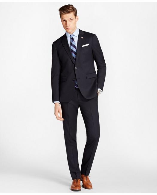 Brooks Brothers Men's Milano Fit Stretch Wool Two-Button 1818 Suit Navy