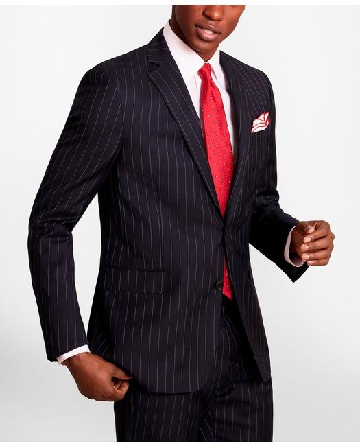 Brooks Brothers Men's Regent-Fit Bead-Stripe Twill Suit Jacket Navy