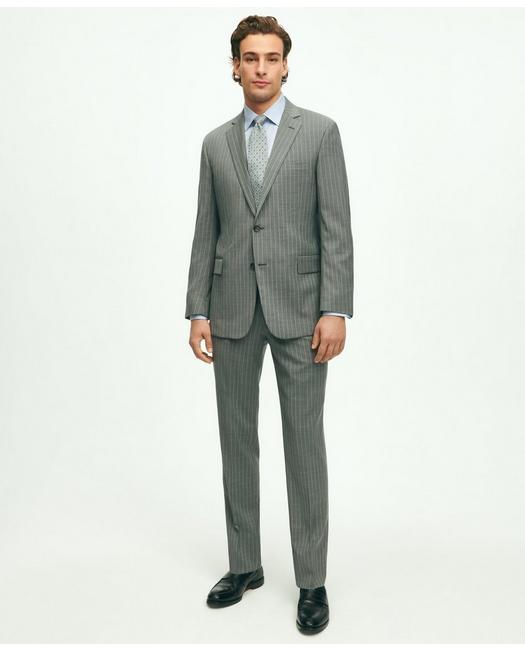 Brooks Brothers Men's Regent Fit Wool Pinstripe 1818 Suit Grey