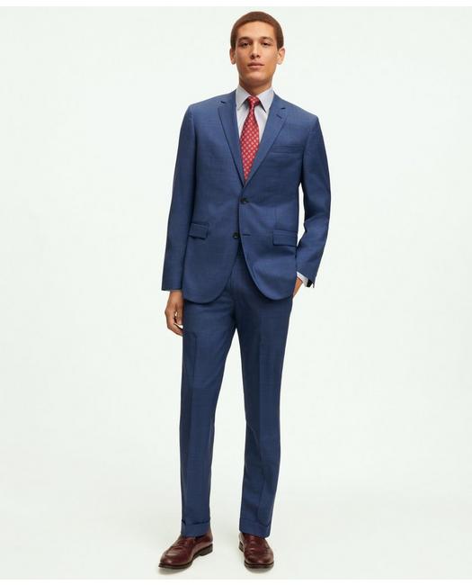 Brooks Brothers Men's Milano Fit Wool Overcheck 1818 Suit Blue