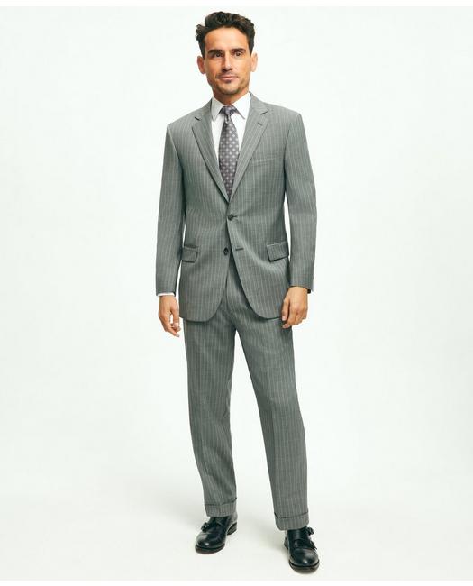 Brooks Brothers Men's Madison Fit Wool Pinstripe 1818 Suit Grey