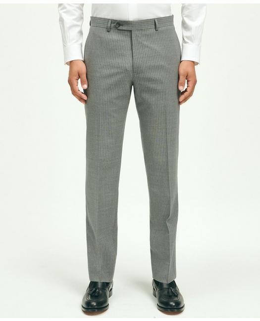 Brooks Brothers Men's Explorer Collection Classic Fit Wool Pinstripe Suit Pants Grey/White