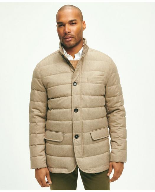 Brooks Brothers Men's Wool Down Puffer Blazer Taupe