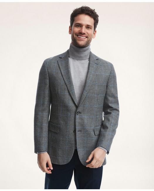 Brooks Brothers Men's Regent Regular-Fit Houndstooth with Deco Lambswool Sport Coat Grey