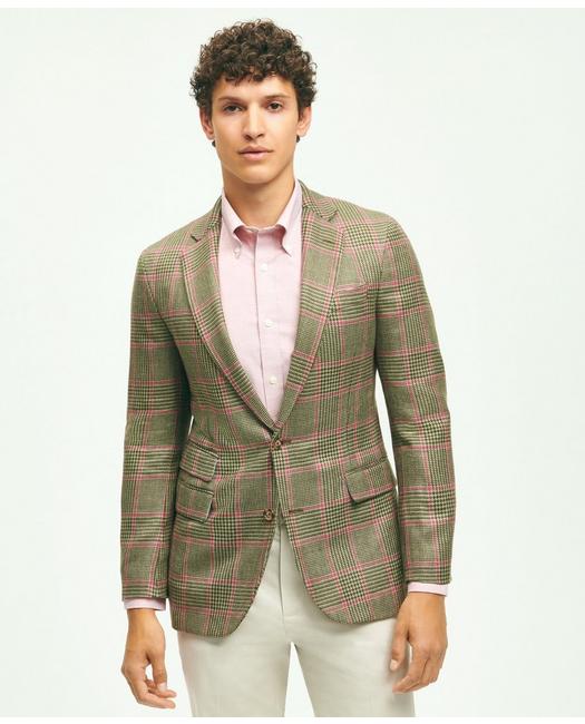 Brooks Brothers Men's Classic Fit Wool-Linen Overcheck 1818 Sport Coat Multicolor