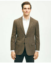 Brooks Brothers Men's Classic Fit Wool Hopsack Plaid Sport Coat Brown