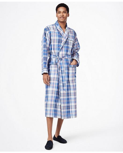 Brooks Brothers Men's Madras Robe White/Blue/Red