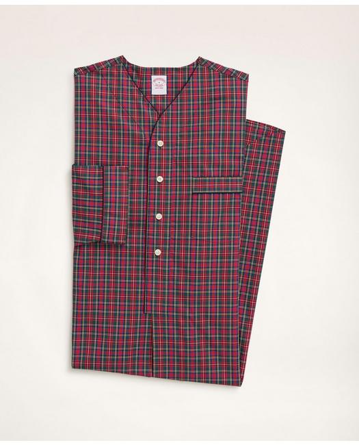 Brooks Brothers Men's Cotton Broadcloth Tartan Nightshirt Red