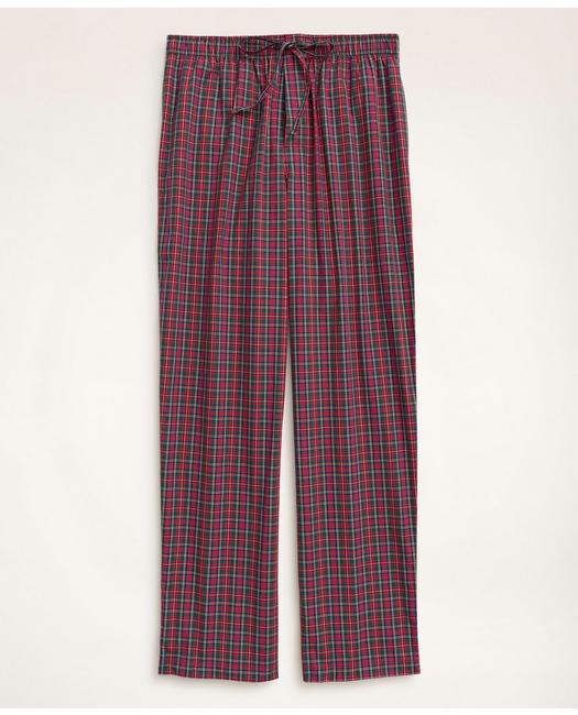 Brooks Brothers Men's Cotton Broadcloth Tartan Lounge Pants Red