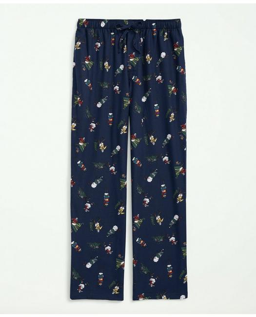 Brooks Brothers Men's Cotton Flannel Holiday Henry Lounge Pants Navy