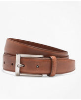 Brooks Brothers Men's Silver Buckle Dress Belt Walnut