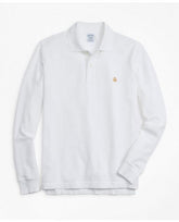 Brooks Brothers Men's Slim Fit Supima Long-Sleeve Performance Polo Shirt-Basic Colors White