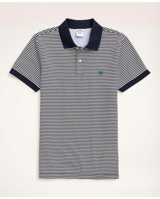 Brooks Brothers Men's Golden Fleece Original Fit Feeder Stripe Polo Shirt Navy