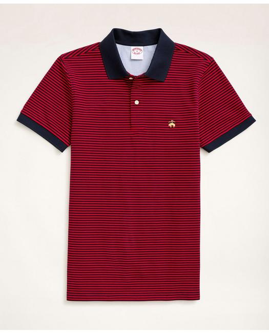 Brooks Brothers Men's Golden Fleece Original Fit Feeder Stripe Polo Shirt Red