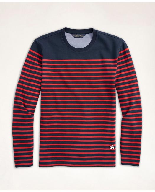 Brooks Brothers Men's Mariner Stripe Long-Sleeve T-Shirt Navy/Red