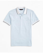 Brooks Brothers Men's Slim Fit Stretch Striped-Trim Polo Shirt Chambray