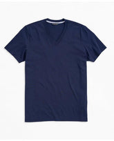 Brooks Brothers Men's Washed Supima Cotton V-Neck T-Shirt Navy