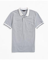 Brooks Brothers Men's Original Fit Stretch Striped-Trim Polo Shirt Blue