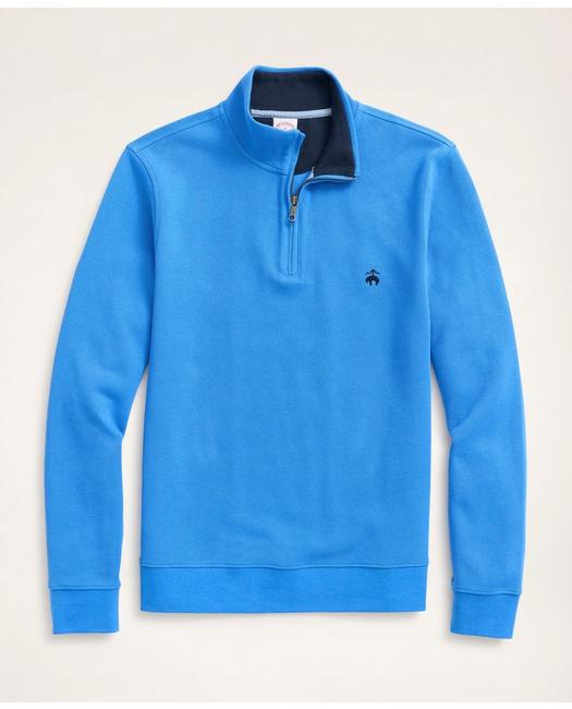 Brooks Brothers Men's Ribbed French Terry Half-Zip Blue