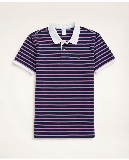 Brooks Brothers Men's Golden Fleece Slim Fit Multi-Stripe Polo Shirt Navy/Purple