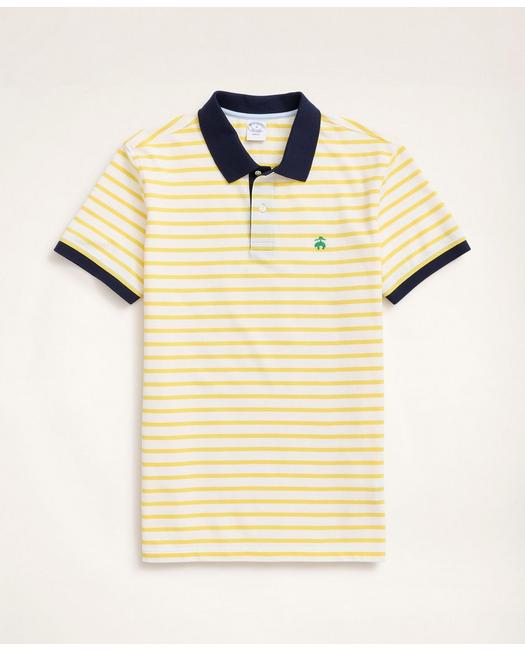Brooks Brothers Men's Golden Fleece Slim Fit Multi-Stripe Polo Shirt Yellow/White