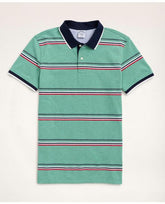 Brooks Brothers Men's Slim-Fit Stretch Cotton Striped Polo Shirt Green Heather