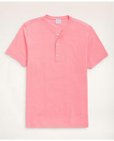 Brooks Brothers Men's Washed Cotton Linen Henley Pink