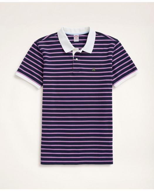 Brooks Brothers Men's Golden Fleece Original Fit Multi-Stripe Polo Shirt Navy/Purple