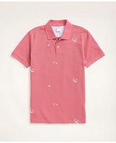 Brooks Brothers Men's Original Fit Stretch Polo Shirt with Seagull Embroidery Red