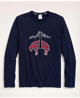 Brooks Brothers Men's Cotton Long-Sleeve Embroidered T-Shirt Navy