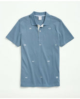 Brooks Brothers Men's Cotton Slim-Fit Embroidered Rope Polo Shirt Blue