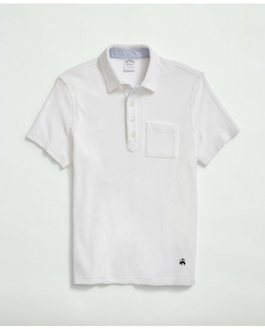 Brooks Brothers Men's Terry Cloth Polo Shirt White