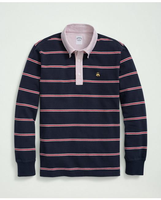 Brooks Brothers Men's Cotton BB#2 Stripe Rugby Shirt Navy