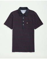 Brooks Brothers Men's Peached Cotton Striped Vintage Polo Shirt Navy