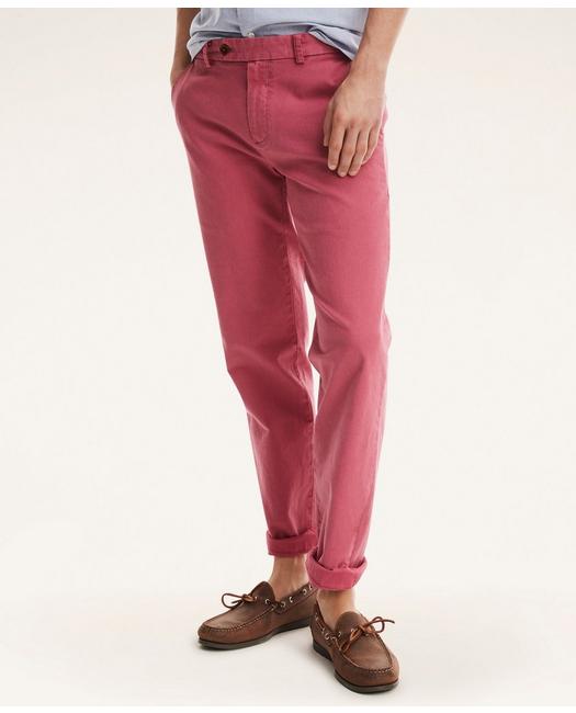 Brooks Brothers Men's Milano Slim-Fit Washed Canvas Chino Pants Light Red