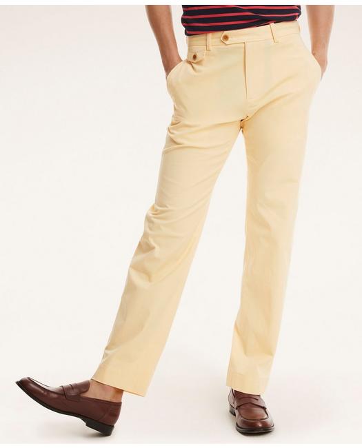 Brooks Brothers Men's Clark Straight-Fit Stretch Supima Cotton Poplin Chino Pants Yellow