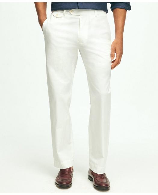 Brooks Brothers Men's Clark Straight-Fit Stretch Supima Cotton Poplin Chino Pants White