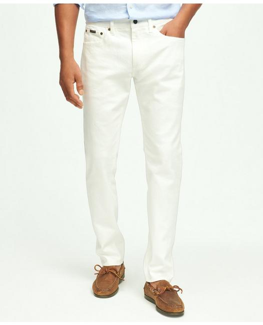 Brooks Brothers Men's Slim Fit Denim Jeans White