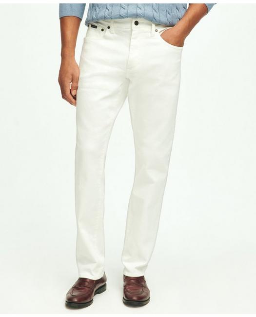 Brooks Brothers Men's Straight Fit Denim Jeans White