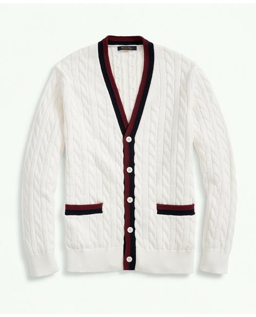 Brooks Brothers Men's Supima Cotton Tennis Cardigan White