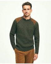 Brooks Brothers Men's English Rib Lambswool Crewneck Sweater Green