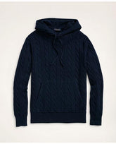 Brooks Brothers Men's Cotton Cable Knit Hoodie Sweater Navy