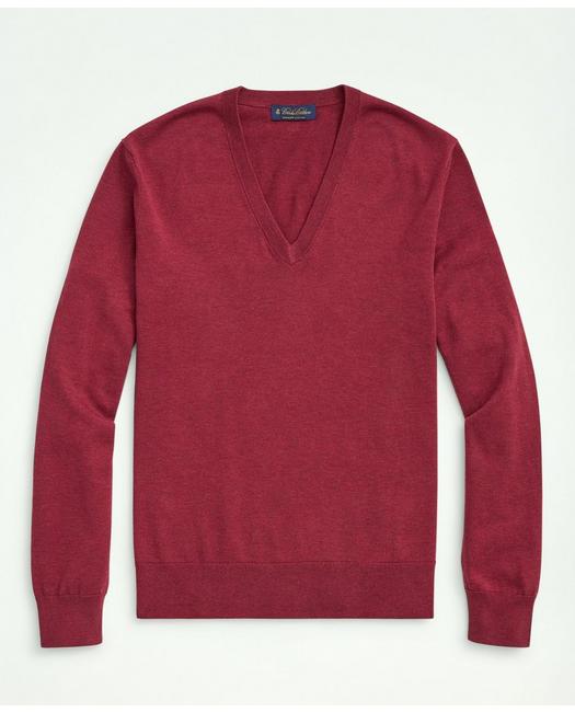 Brooks Brothers Men's Supima Cotton V-Neck Sweater Burgundy