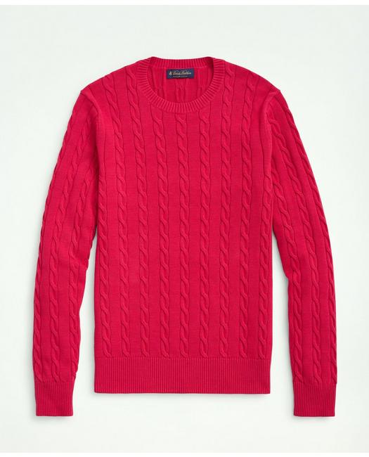 Brooks Brothers Men's Supima Cotton Cable Crewneck Sweater Dark Pink