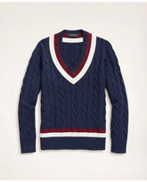 Brooks Brothers Men's Supima Cotton Cable Tennis Sweater Navy