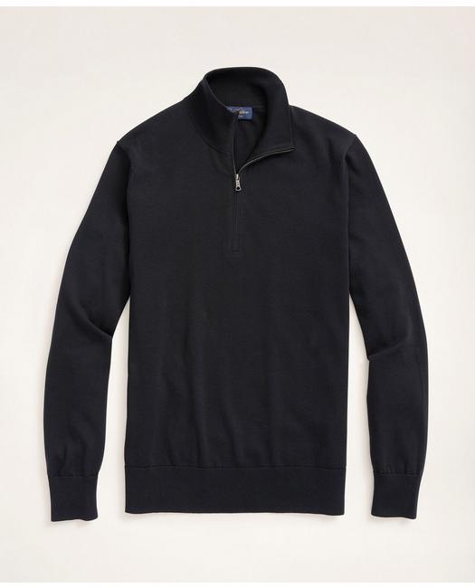 Brooks Brothers Men's Supima Cotton Half-Zip Sweater Black