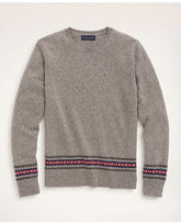 Brooks Brothers Men's Merino Fair Isle Trim Sweater Grey